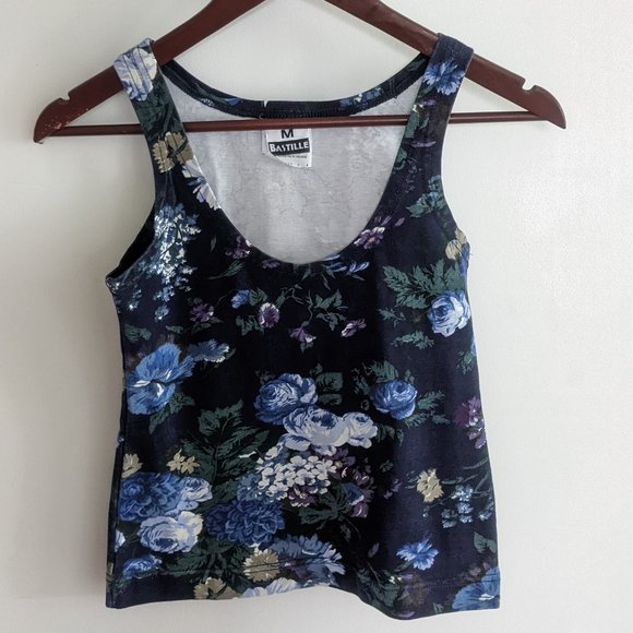 90s Vintage floral Cotton tank top - Picture 1 of 3